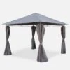 Tonnelle 3x3m Avec Rideaux Couleur : Gris -Sweeek pgskd3x3gy ab169d17acde4a7d2d468692ef975911