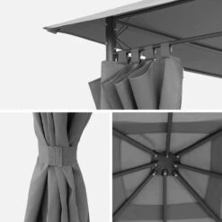 Tonnelle 3x4 M Avec Rideaux Couleur : Gris -Sweeek pgskd3x4gy d371a84da33644b9db6339e128e09cbf
