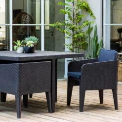 Table De Jardin Encastrable Imitation Rotin, 4 Chaises -Sweeek plk120r4bkgy d561a638ec6116b1925cc909c126b8a1