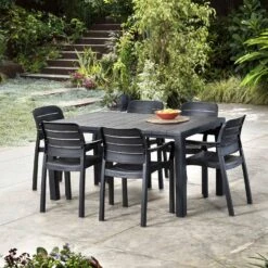 Table De Jardin Résine + 6 Chaises Empilables