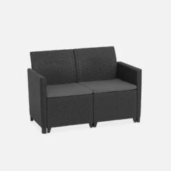 Salon De Jardin Imitation Rotin 4 Places -Sweeek plk2518bkgy 15996c5b9d36acfaa9b5318ab6f798e1