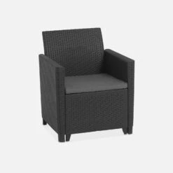 Salon De Jardin Imitation Rotin 4 Places -Sweeek plk2518bkgy 8e4c0df11da5ba6494d61dce0afc899f