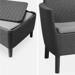 Salon De Jardin Imitation Rotin 5 Places -Sweeek plk3101bkgy 65e8f86956b7dc96326b76d581dbcdd7