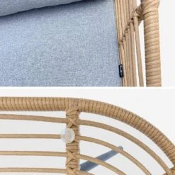 Salon De Jardin Bas Résine Tressée Effet Rotin 5 Places Couleur : Bois / Gris Chiné -Sweeek raw3101gy 5388ba082b182954aa95cea35bc92e4d