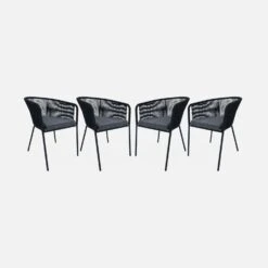 Fauteuil De Jardin Corde Et Acier Galvanisé (lot De 4) Couleur : Noir / Gris 9 Fauteuil De Jardin Corde Et Acier Galvanisé (lot De 4) Couleur : Noir / Gris -Sweeek ropearmx4bk 03e64dd42ee3ae6666977377bc21e636