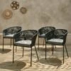 Fauteuil De Jardin Corde Et Acier Galvanisé (lot De 4) Couleur : Noir / Gris -Sweeek ropearmx4bk 852c1715b4e6465e0c4849ae00cc8d3c