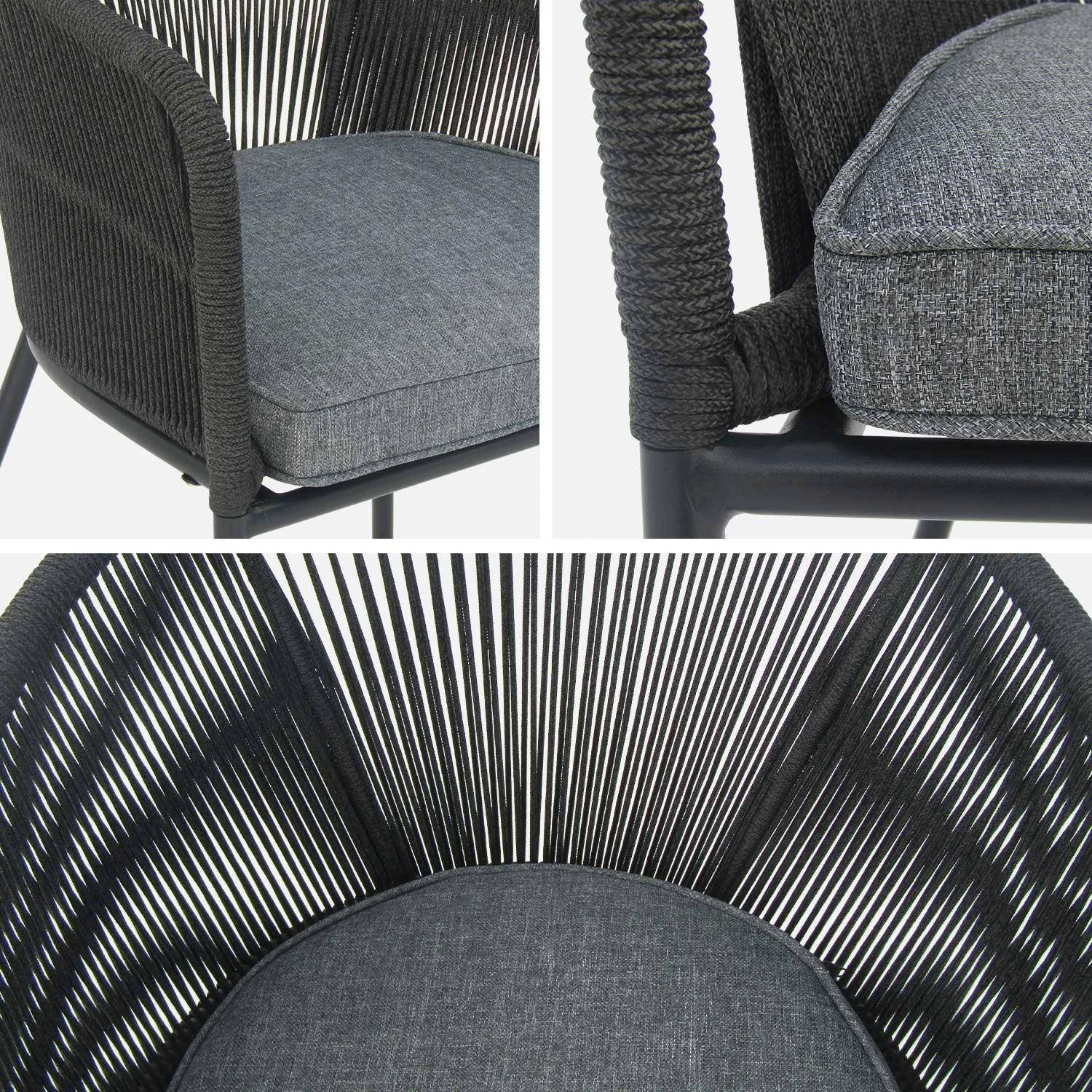 Fauteuil De Jardin Corde Et Acier Galvanisé (lot De 4) Couleur : Noir / Gris 6 Fauteuil De Jardin Corde Et Acier Galvanisé (lot De 4) Couleur : Noir / Gris – Image 4