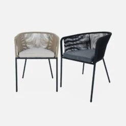 Fauteuil De Jardin Corde Et Acier Galvanisé (lot De 4) Couleur : Noir / Gris 11 Fauteuil De Jardin Corde Et Acier Galvanisé (lot De 4) Couleur : Noir / Gris -Sweeek ropearmx4bk d728ae43c8e8dfcdfe21805c6af0d8b2