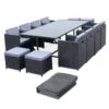 Table De Jardin Vasto 12 Et Sa Housse Couleur : Noir / Gris -Sweeek salon de jardin 8 12 places vasto avec housse de protection coloris noir coussins gris table encastrable 2d114fc99aa4b054fad86bc3ef28079a