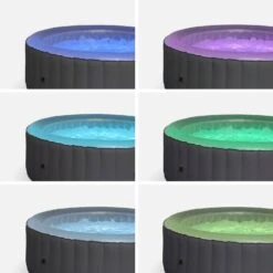 Spa Gonflable 6 Places Rond Bande LED, Système Anti-gel, Bâche -Sweeek spa205lrledgy aff9cc817624f0a3f9400b6bd2951afd