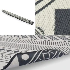 Tapis Extérieur Rectangulaire Motif Ethnique Noir/beige -Sweeek tapis d exterieur 180x120cm bamako rectangulaire motif ethnique noir beige jacquard reversible indoor outdoor 9270981471ac8c2b8233b5253dda8c9d