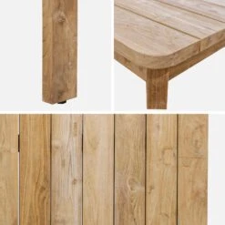 Table Intérieur/extérieur En Teck Recyclé, 220cm + 8 Chaises En Corde Empilables Couleur : Beige -Sweeek tk220r8rpbg f324105c84d7bccc80f9396521124041