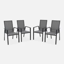 Lot De 4 Fauteuils De Jardin Aluminium - Washington Couleur : Anthracite / Gris Foncé
