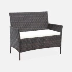 Salon De Jardin Résine Tressée 4 Places Couleur : Marron / Ecru -Sweeek wk3109lqbn 626109ae9a38ca8ce585559cc06745f6