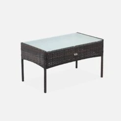 Salon De Jardin Résine Tressée 4 Places Couleur : Marron / Ecru -Sweeek wk3109lqbn de9d07874f85ca81eb02c742b1376ba6