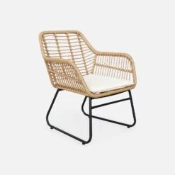 Salon De Jardin Résine Effet Rotin Et Métal 4 Places -Sweeek wk4bamb 3a7ee964812feb8e91969eed14ea5d78