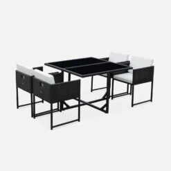 Table De Jardin Encastrable Résine Tressée 4 Chaises Couleur : Noir -Sweeek wk4cubebk 1764a8ef704136ade0c1b71908a62552