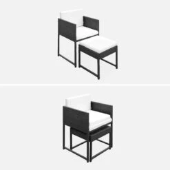 Salon De Jardin Encastrable Résine Tressée 4 Chaises, 4 Poufs Couleur : Noir / Ecru -Sweeek wk4cubepfbk cf5a4973cfb06b422c0ff65ec25f232b