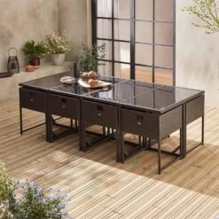 Table De Jardin Encastrable Résine Tressée, 8 Chaises Couleur : Marron 11 Table De Jardin Encastrable Résine Tressée, 8 Chaises Couleur : Marron -Sweeek wk8cubebn 775364b8a500a885afb983b3ebba0bad