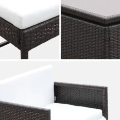 Table De Jardin Encastrable Résine Tressée 8 Chaises, 4 Poufs Couleur : Marron / Ecru -Sweeek wk8cubepfbn f552d711d31bac730314391c6db0dcf8