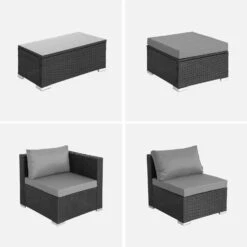 Salon De Jardin Résine 4 Places Couleur : Noir / Gris -Sweeek wksofakdbkgy cd92e7324ed45a843d981ccab7f69952