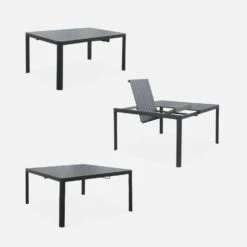 Table De Jardin Extensible Aluminium + 8 Fauteuils De Jardin Empilables Couleur : Anthracite / Gris Clair -Sweeek xtafsq147r8gy cbd29d75d6ba5590948678709034d2d9