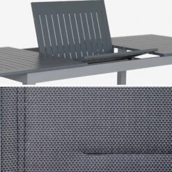 Table De Jardin Extensible Aluminium, 8 Chaises Couleur : Gris / Gris Foncé -Sweeek xtsaf245r8at d60edadfbaff0b2e30b72afad518e2ad